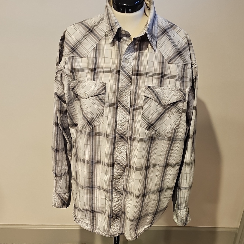 Men's Casual Button Down Plaid Shirt - Gray